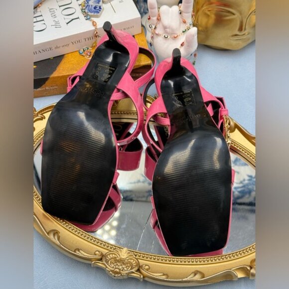 🆕 VERSACE JEANS COUTURE 🧿 NWOB Pink Buckle-Fastening Heeled Sandals Sz 37 US 7 - Picture 8 of 13